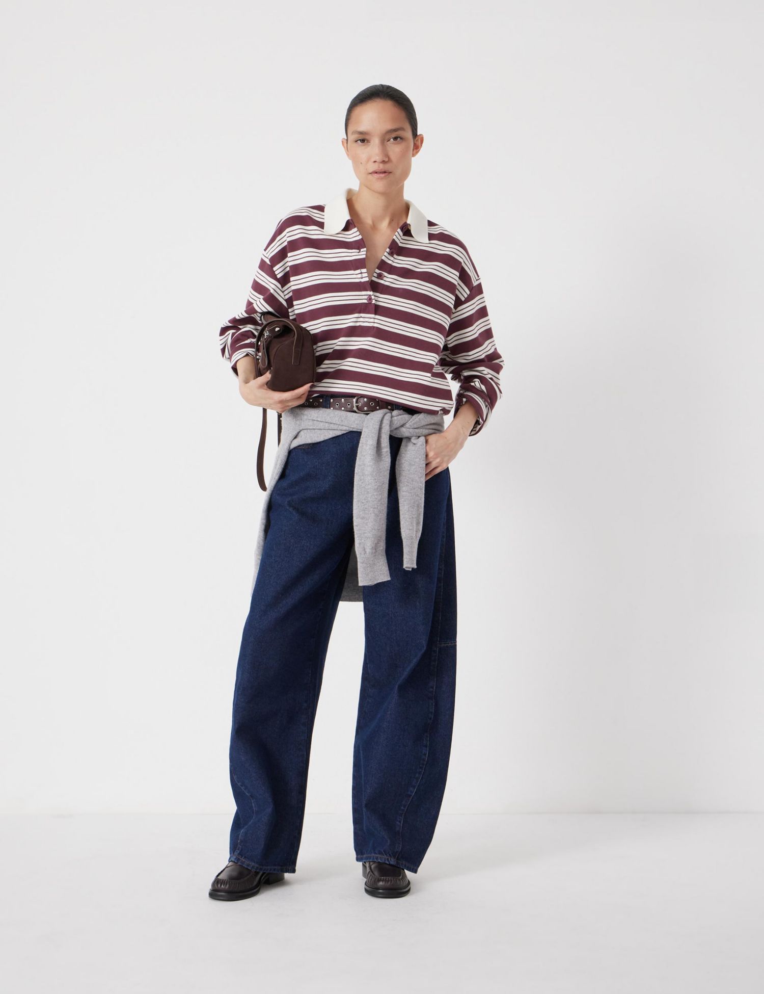 Women's Cotton Striped Polo Top