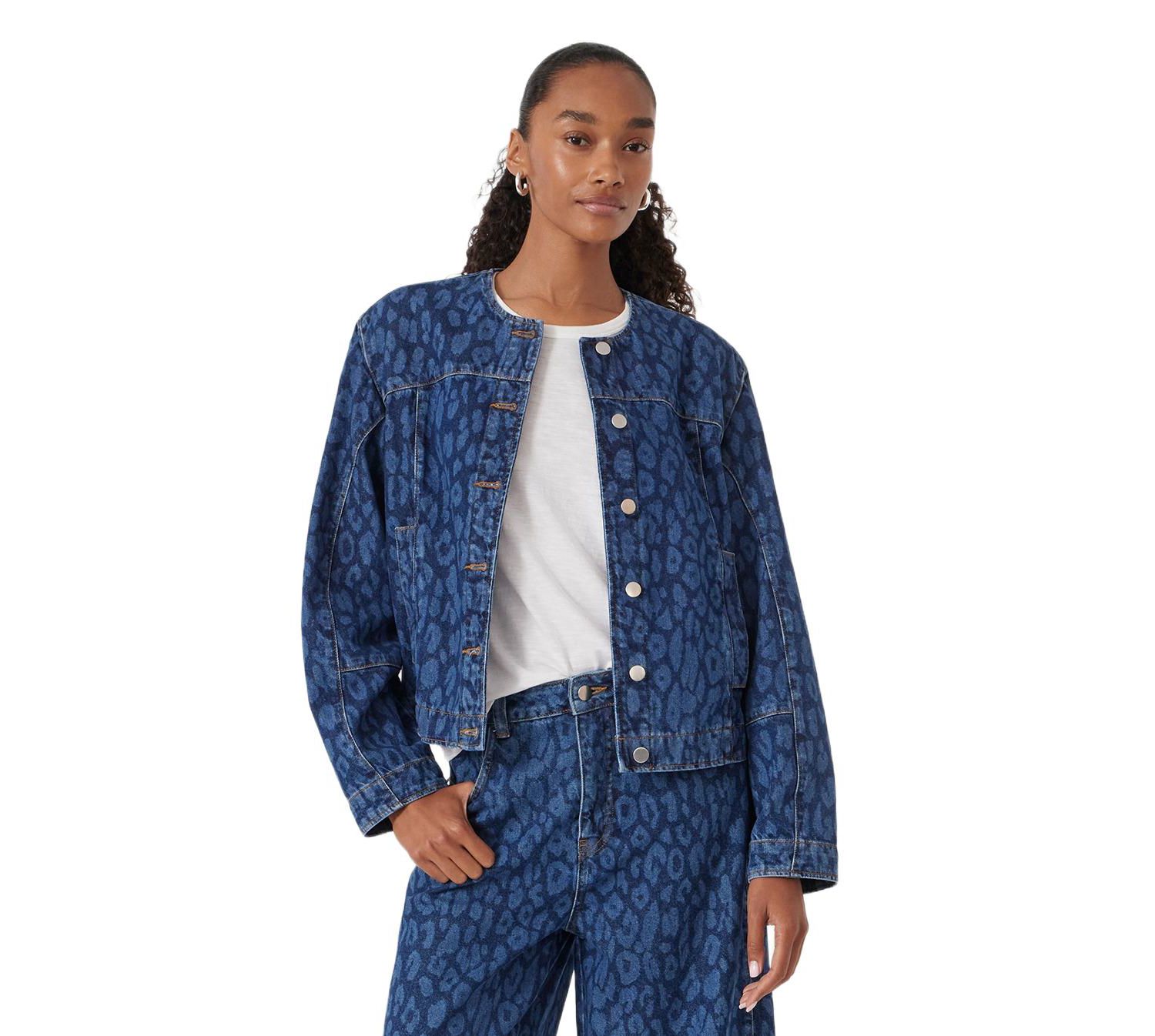 Women's Velma Leopard Print Denim Jacket