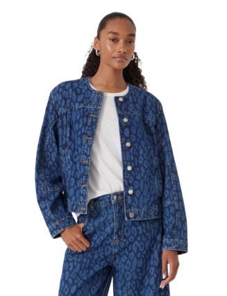 Hush Women's Velma Leopard Print Denim Jacket - Macy's
