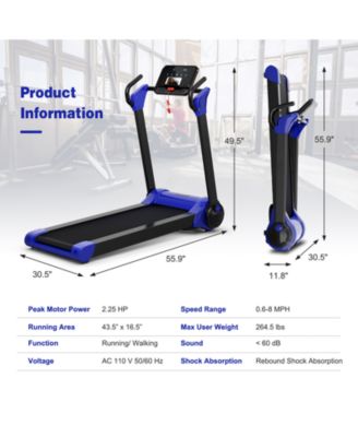 2.25 HP Electric Motorized Folding Running Treadmill Machine with LED Display