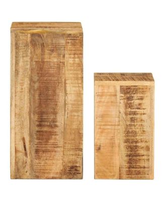 Plant Stand Set of 2 Natural Mango Wood Solid Mango Wood