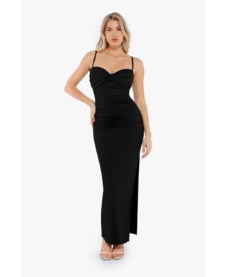 Women's Shapewear Ruched Bias Twist Tummy Control Maxi Dress