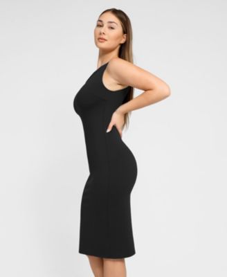 Women's Shapewear Sleeveless Boatneck Sculpting Midi Work Dress