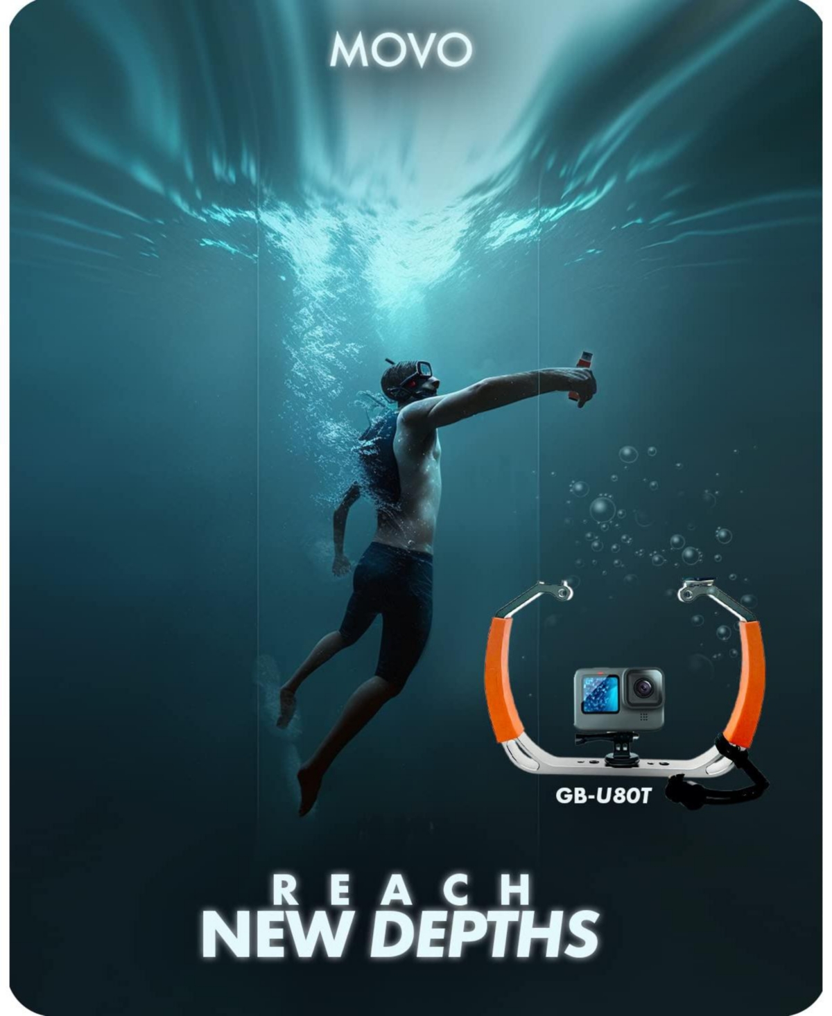 Movo Gb-U80 Underwater Diving Rig for GoPro Waterproof Action Cam (Xl Version)