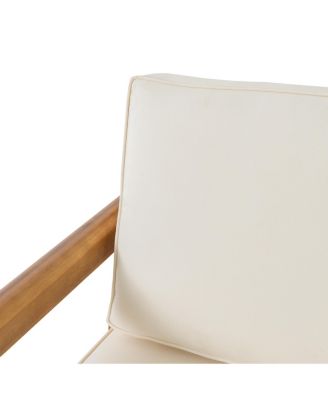 Acacia Patio Club Chairs (Set of 2), Teak Finish, Beige Cushions