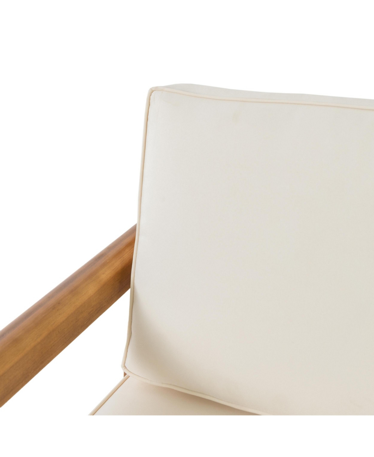 Streamdale Furniture Acacia Patio Club Chairs (Set of 2), Teak Finish, Beige Cushions