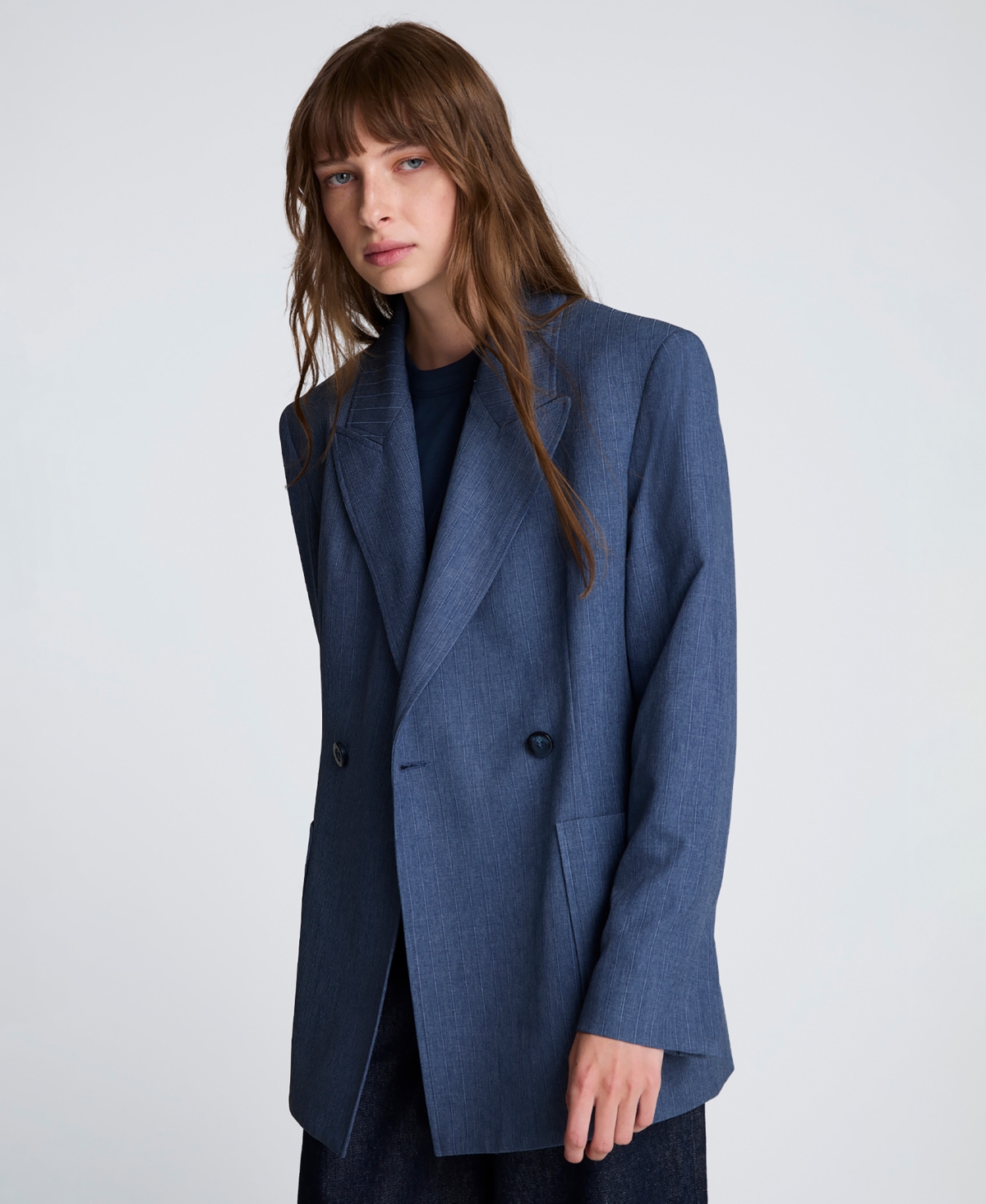 Kenneth Cole Women's Textured Pinstriped Long-sleeve Jacket In Multi