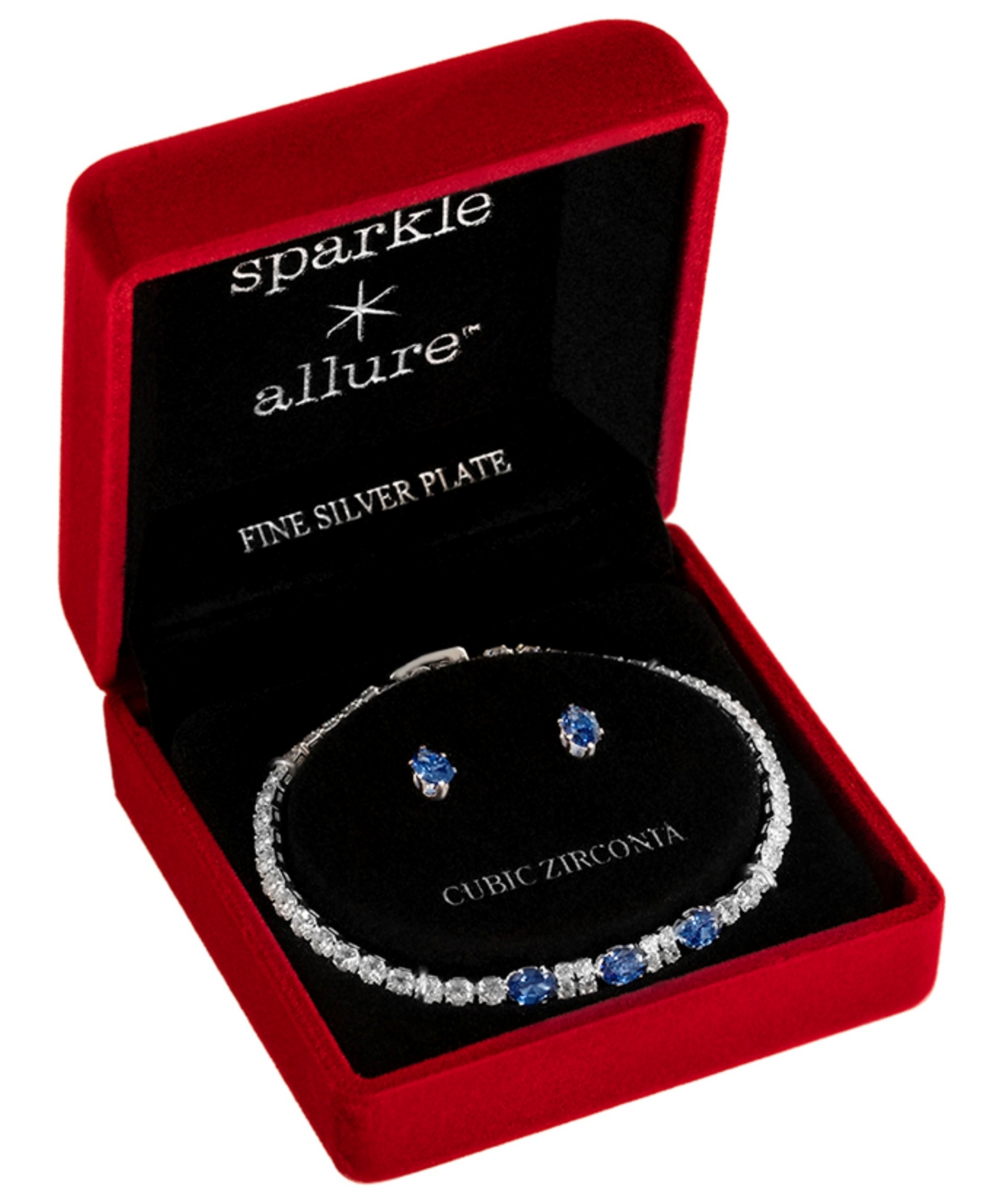 Giani Bernini Silver-tone Cubic Zirconia Tennis Bracelet And Stud Earrings Set In Metallic