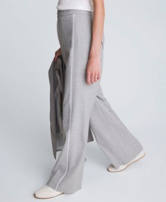 Women's Piping Detail Wide-Leg Pants