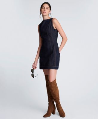 Women's Hourglass Sleeveless Sheath Denim Mini Dress