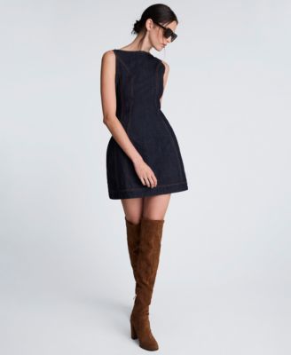 Women's Hourglass Sleeveless Sheath Denim Mini Dress