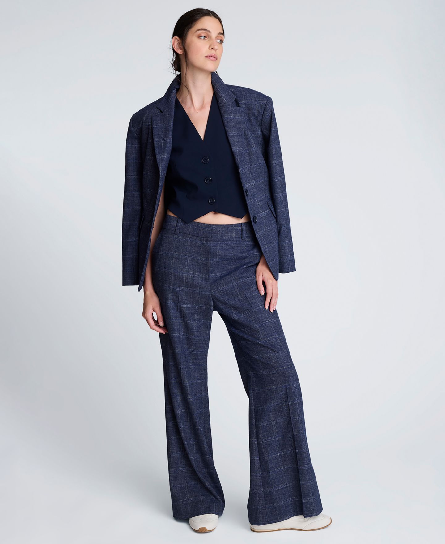 Женский пиджак Kenneth Cole Plaid Three-Button Blazer, цвет: Тёмно-синий разноцветный — фото 2