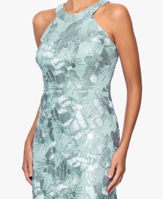 Women's Sequined Soutache Halter Gown