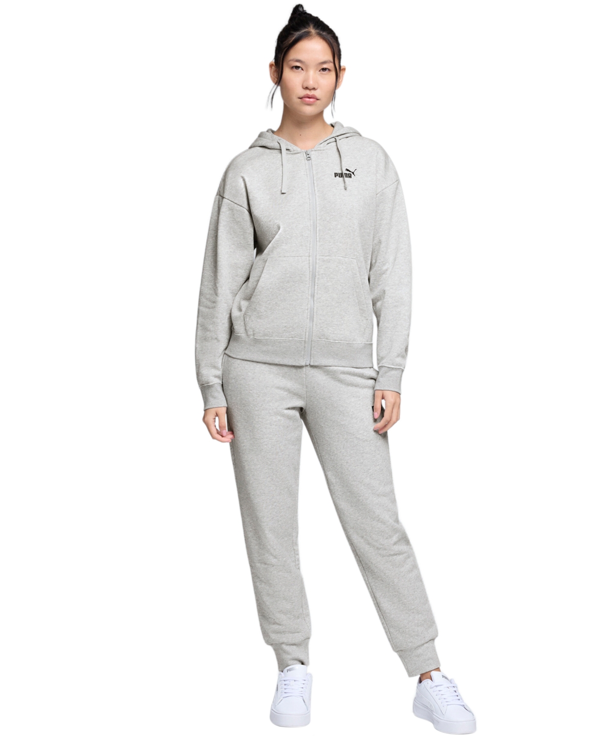 Puma Women's Essential Logo Comfort Fit Full-zip Hoodie In Gray