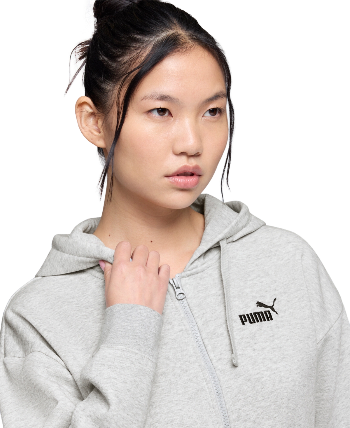 Puma Women's Essential Logo Comfort Fit Full-zip Hoodie In Gray