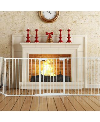 115 Inch Length 5 Panel Adjustable Wide Fireplace Fence-White