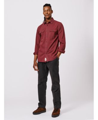 Men's Women s Long-Sleeve Cotton Twill Button-Up Shirt with Double Patch Pockets