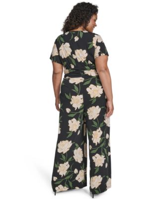 Plus Size V-Neck Twist Front Jumpsuit