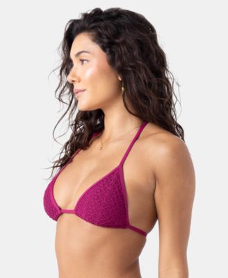 Women's Crochet Mini Tiki Tri Bikini Halter Top