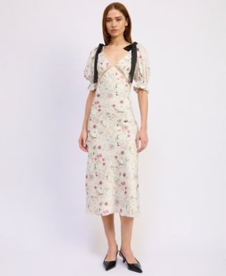 En Saison - Women's V-Neck Short-Sleeve Midi Dress