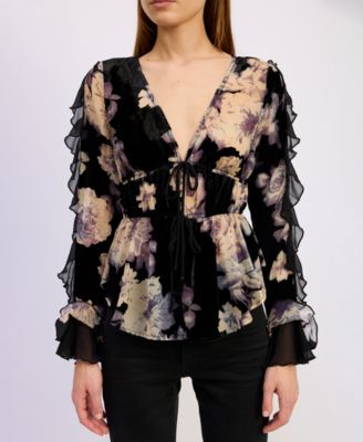 En Saison - Women's Rowan V-Neck Long-Sleeve Blouse