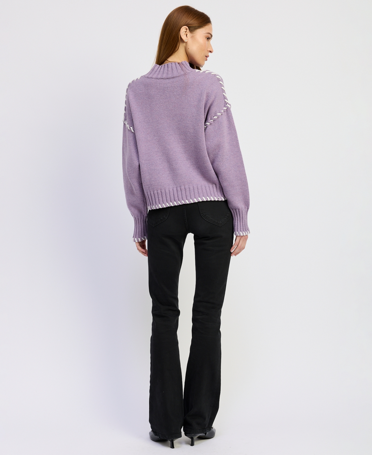En Saison Women's Merril Whip Stitch Crewneck Sweater