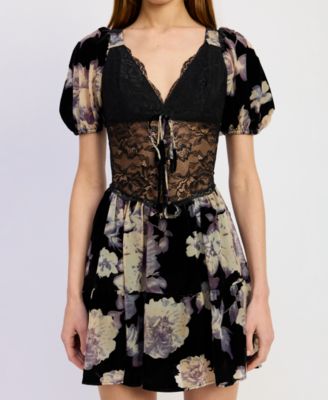 Women's V-Neck Short-Sleeve Fit & Flare Dress