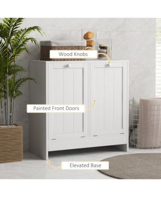 26" W  Engineered Wood 2 Hamper Compartments Tilt-out Laundry Storage Cabinet