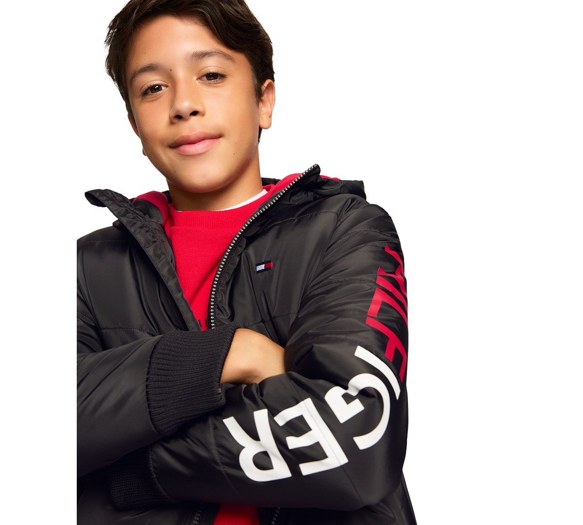 Tommy Hilfiger Big Boys Logo Zip Front Bomber Jacket