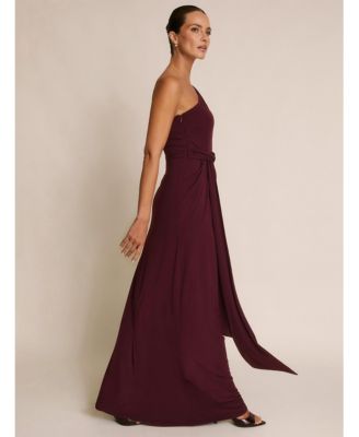 Women's One Shoulder Drape Stretch Bridesmaid Dress