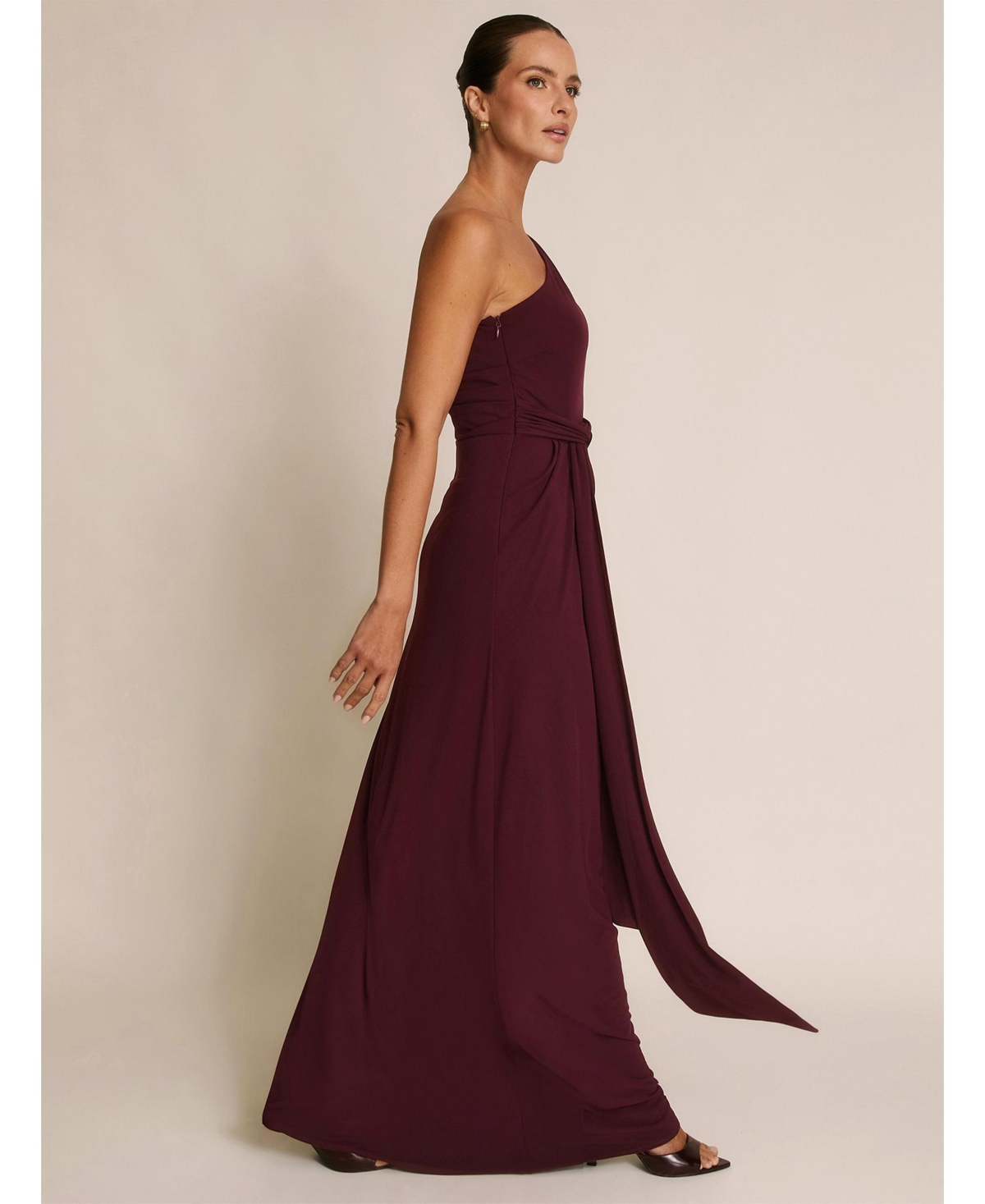 Six Stories Women's One Shoulder Drape Stretch Bridesmaid Dress