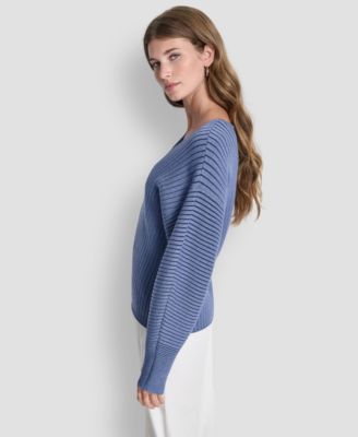 Women's V-Neck Long-Sleeve Rib-Knit Sweater 