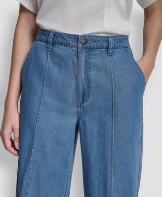 Women's Belted Front Seam Straight Pants