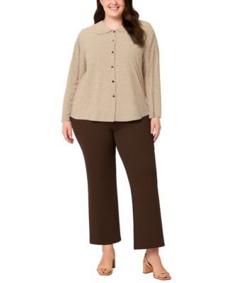 Plus Size Cheetah Burnout Button Front Closure Shirt