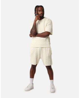 Men's Lucas Cable Knit T-Shirt, - Cream