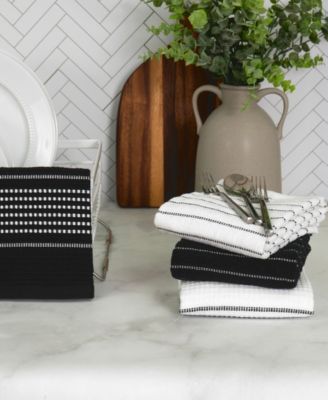 Skipping Stripe Wave Cotton Kitchen Towels, Set of 4