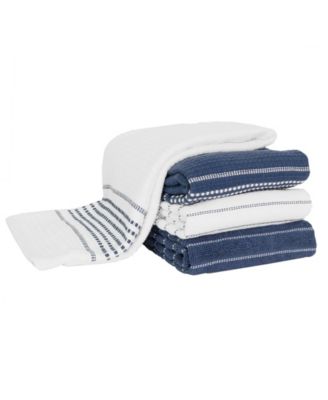 Skipping Stripe Wave Cotton Kitchen Towels, Set of 4