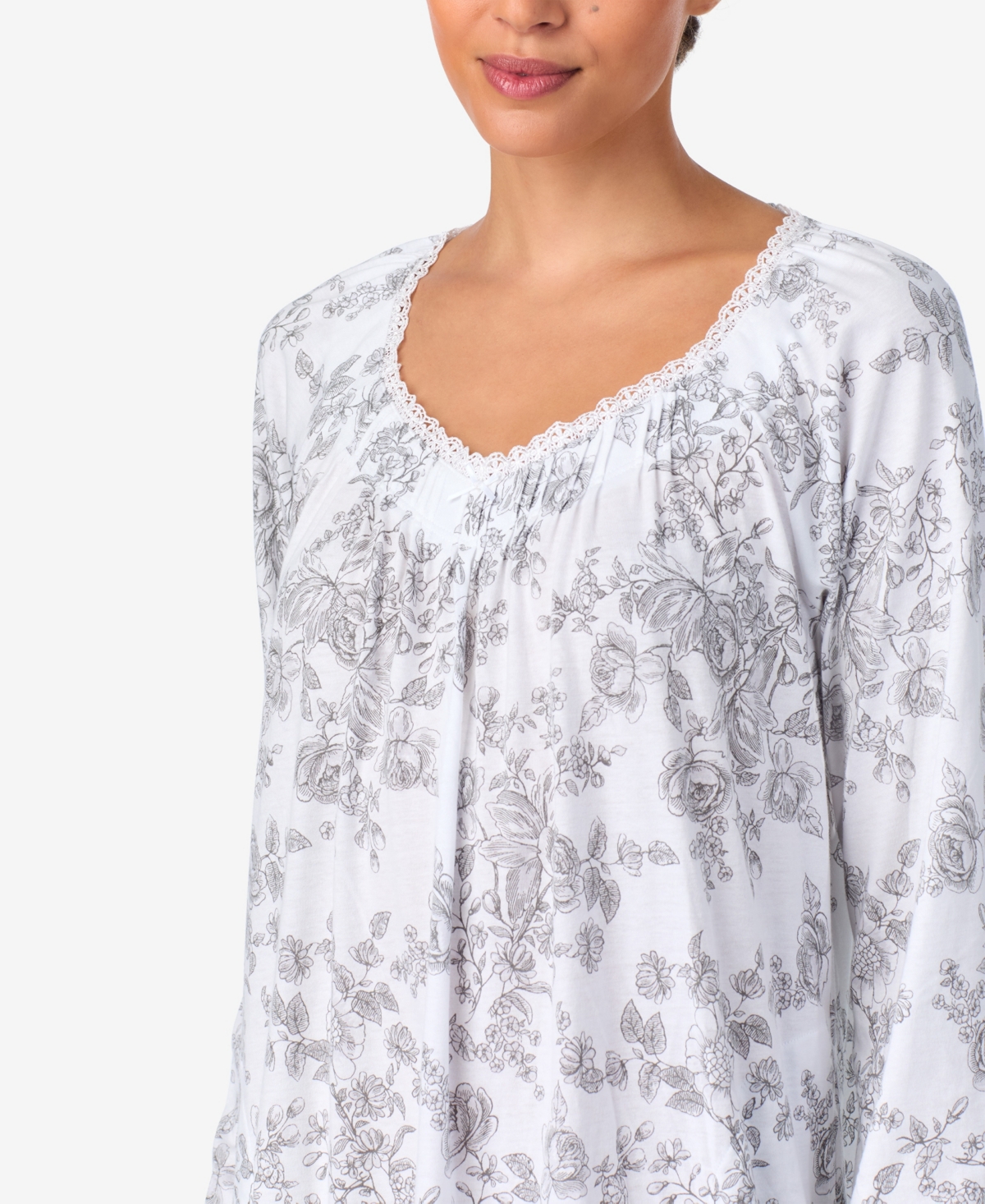 Aria Women's Brushed Cotton Jersey Long Sleeve Nightgown In Multi