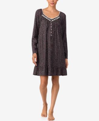 Women's Brushed Long Sleeve Brushed Cotton Jersey Nightgown