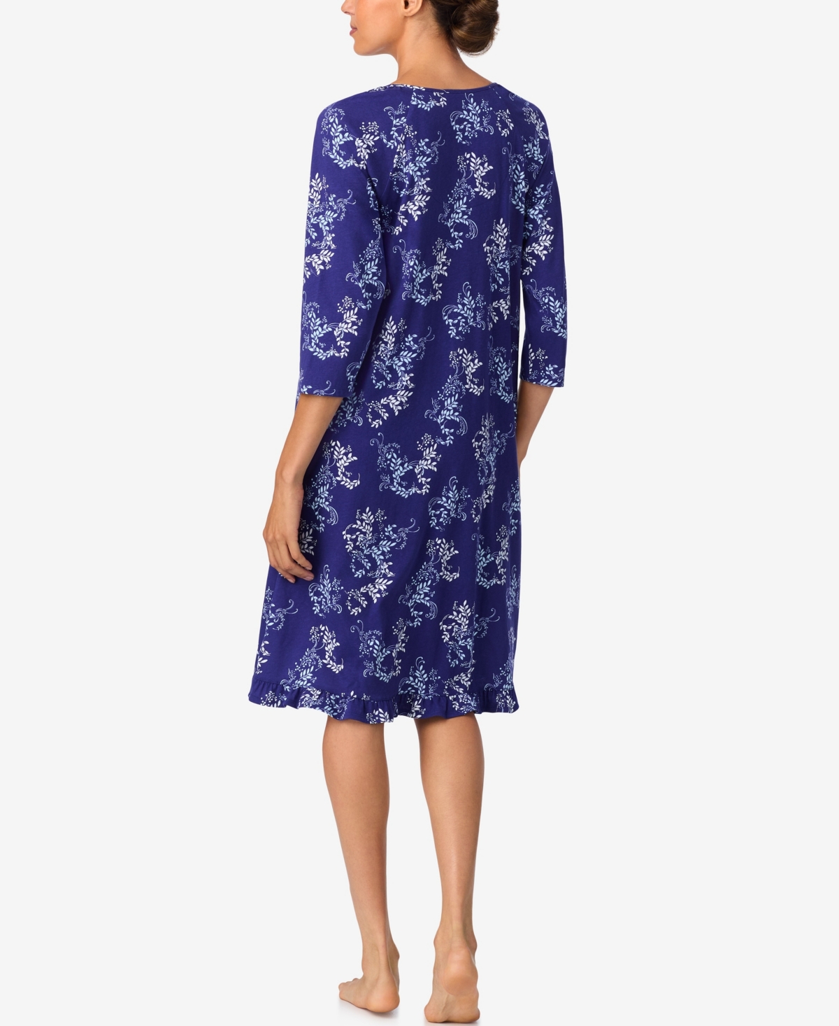 Aria Women's Brushed Cotton 3/4 Sleeve Nightgown In Blue