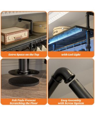 Industrial Pipe Clothing Rack, Reversible 118.3'' Clothes Rack