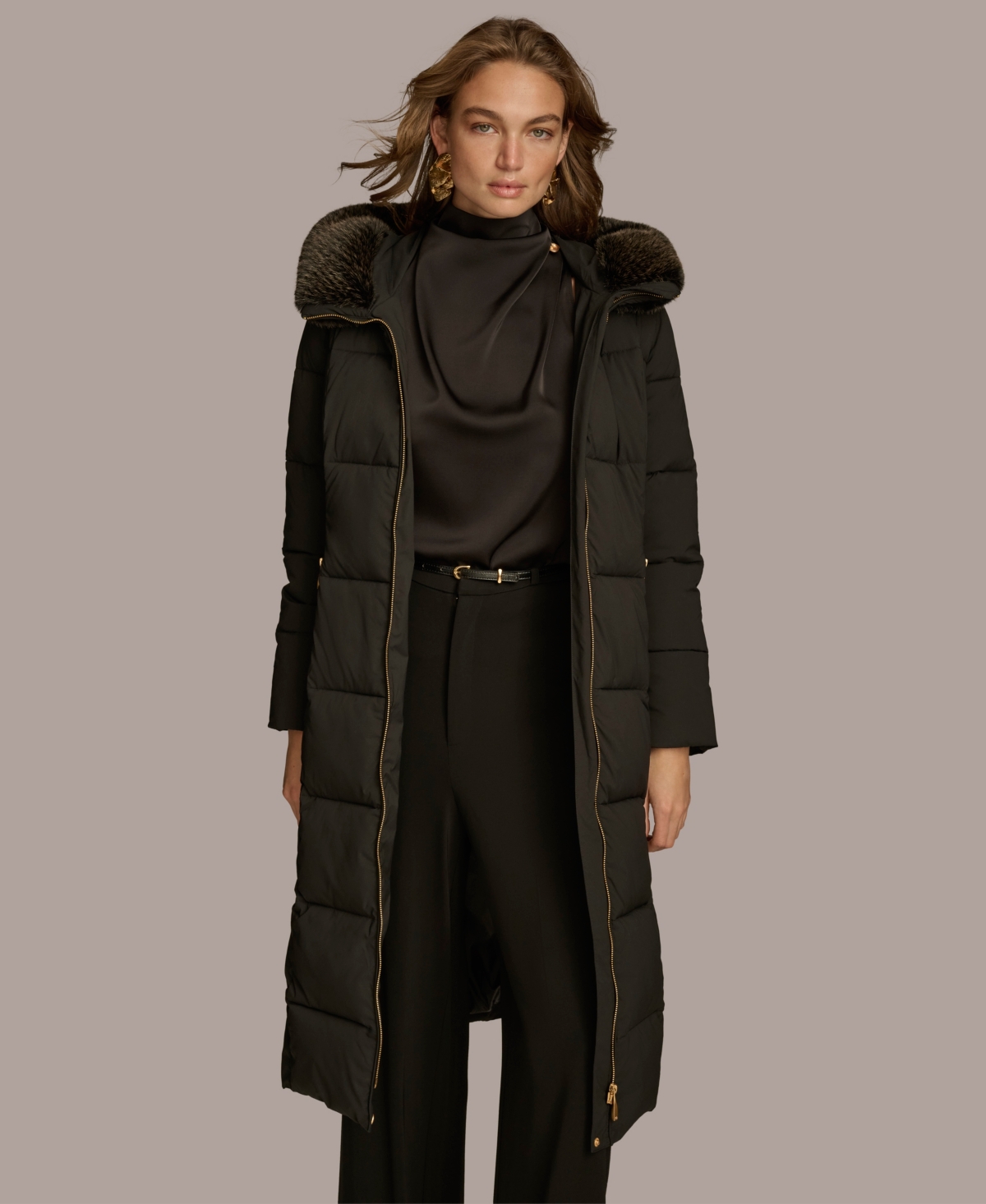 Donna Karan Women's Puffer Coat In Black
