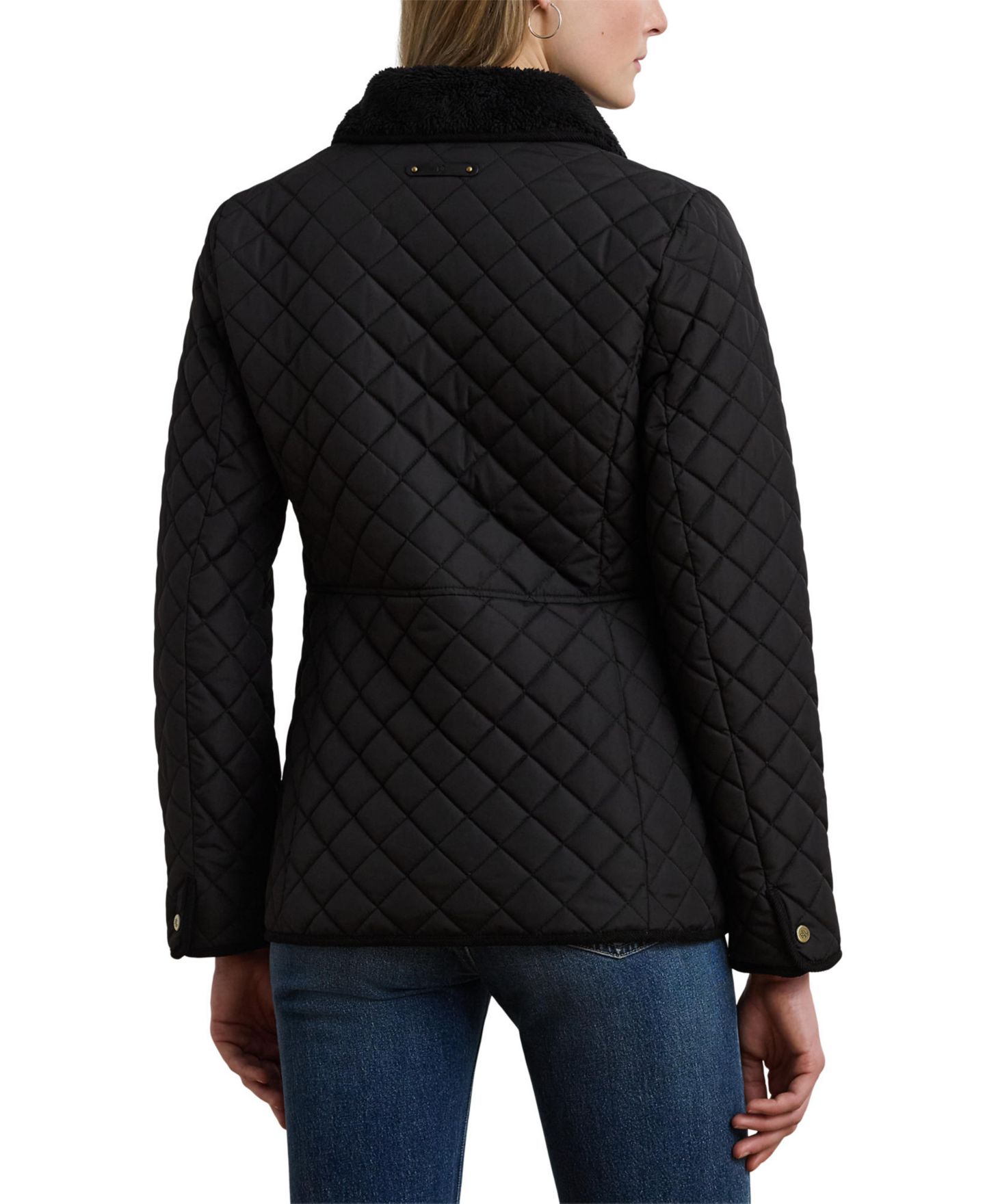Женское пальто Lauren Ralph Lauren Faux-Sherpa-Collar Quilted, цвет: Чёрный — фото 5