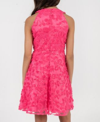 Girls 7-16 Bow Soutache Halter Bodice Dress