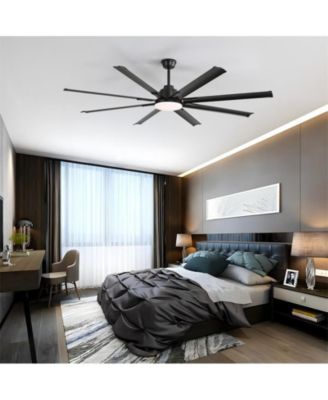 84-inch Modern Standard Black 8-Blade LED Ceiling Fan with Remote and Intelligent Control and Voice Function