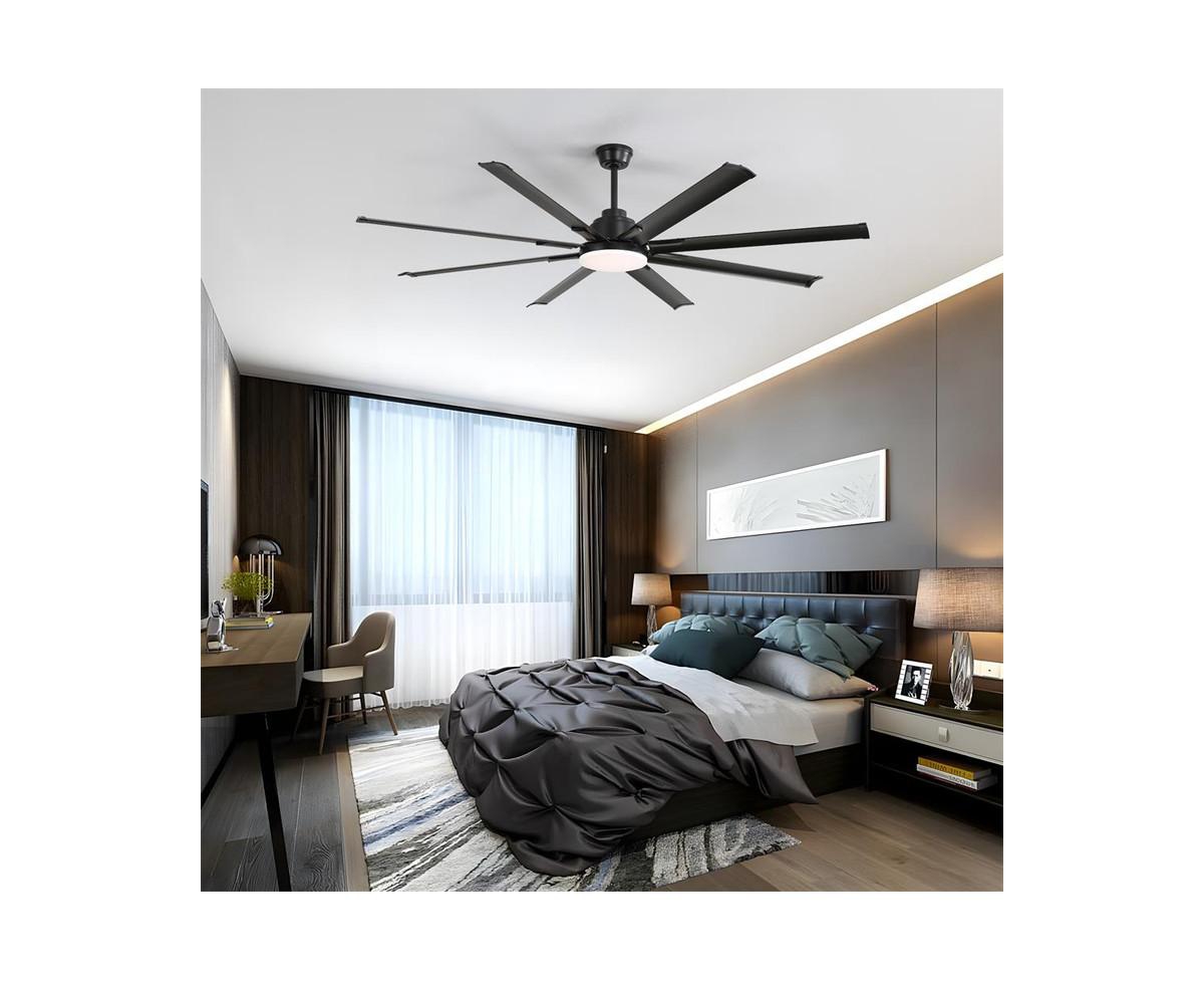 84-inch Modern Standard Black 8-Blade Led Ceiling Fan with Remote and Intelligent Control and Voice Function