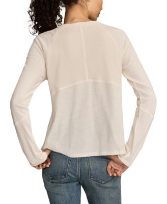 Women's Waffle Mix V-Neck Top