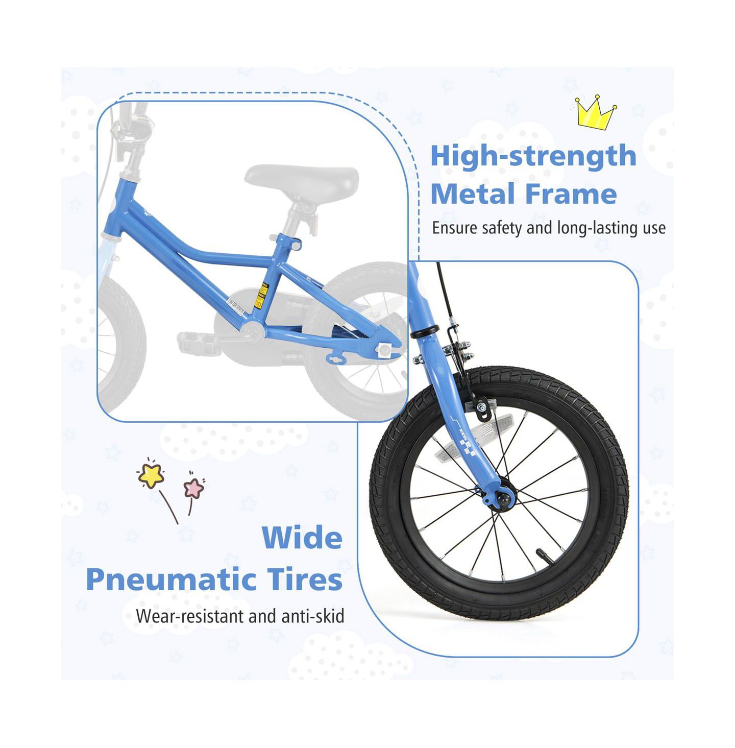 Детская игрушка SUGIFT 14 Inch Kids Bike with Removable Training Wheels Ages 3-5, цвет: Синий — фото 4