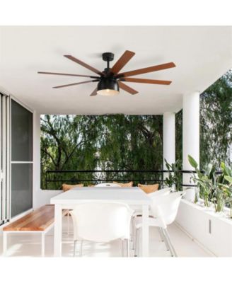 52-inch Modern Black 8-Blade Ceiling Fan with Remote Control and Timing Function