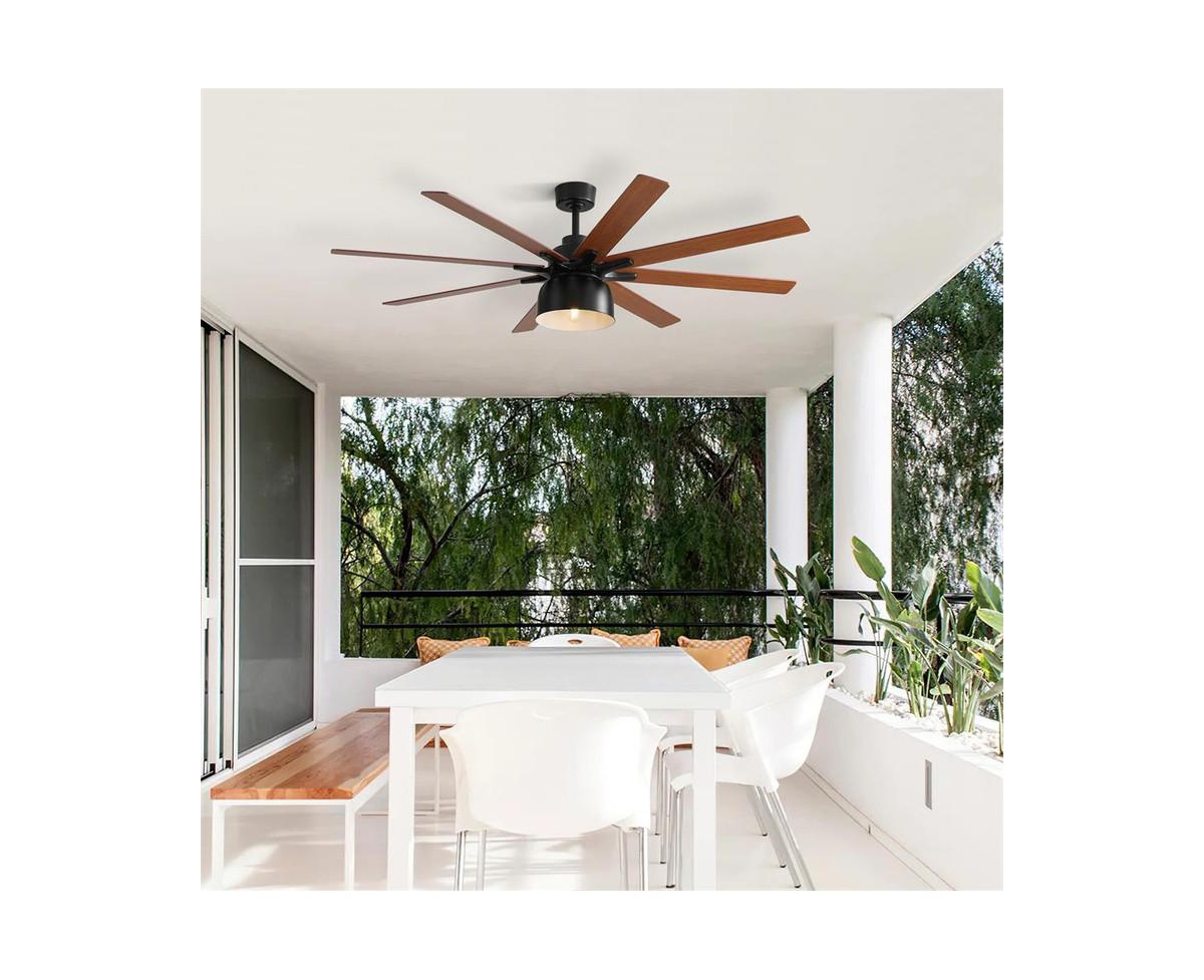 Sofucor -inch Modern Black 8-Blade Ceiling Fan with Remote Control and Timing Function